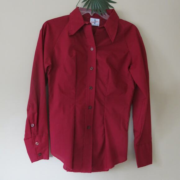 VINTAGE TEM TEX Western Button Down Shirt Size S* Women Red Cowboy Rodeo 70's - Picture 1 of 6